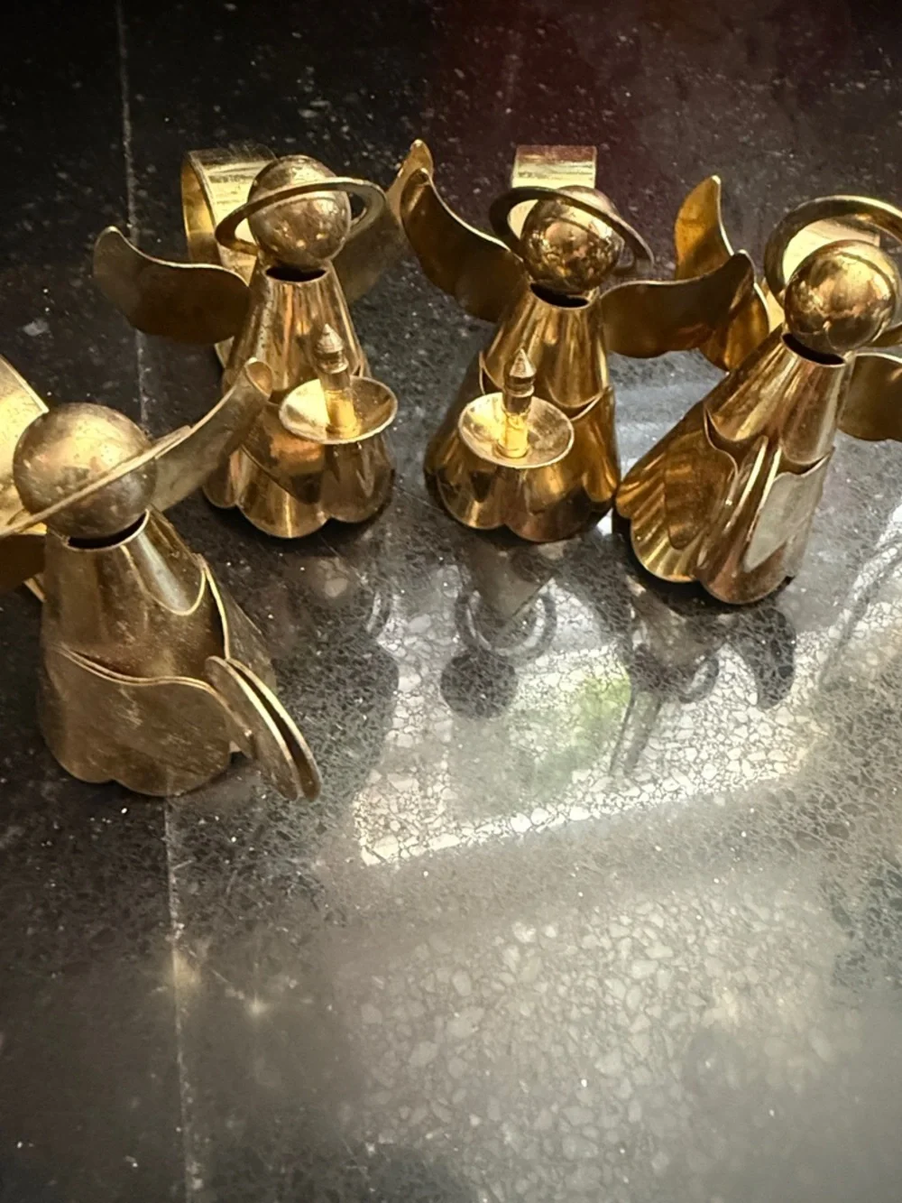 Vintage Brass Angel Napkin Rings Set of 4 in gold